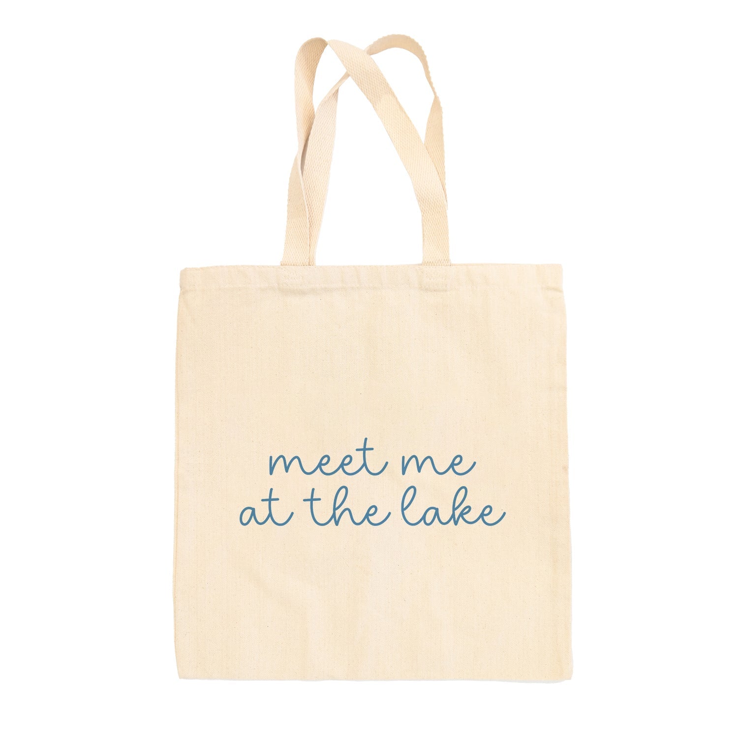 Meet Me At The Lake Blue Script (Tote Bag)